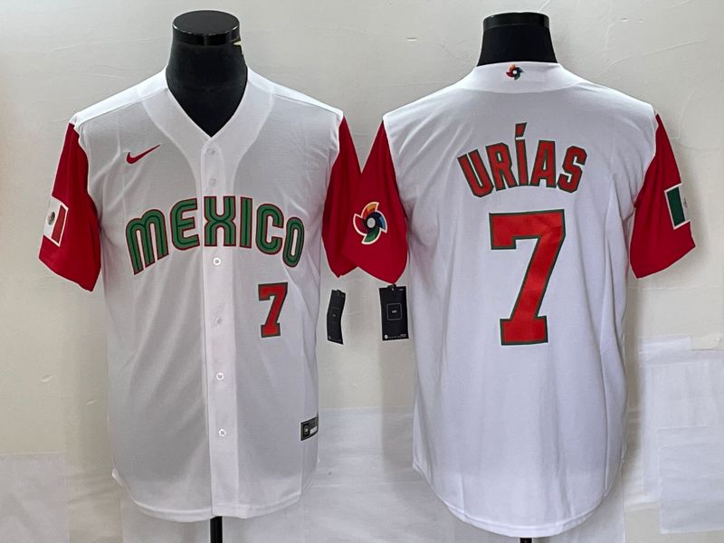 Men 2023 World Cub Mexico #7 Urias White orange Nike MLB Jersey7->more jerseys->MLB Jersey